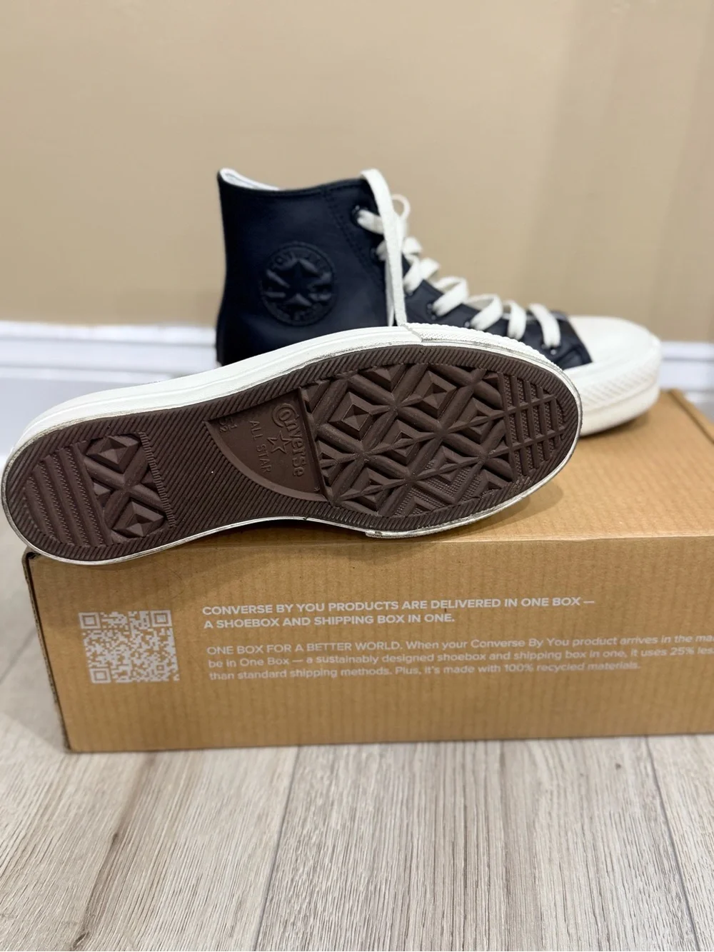 Converse By You Custom Leather Platform High Top Sneakers